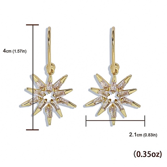 2/$20!  Gold Half Hoops w/Crystal Suns Earrings - Picture 6 of 8